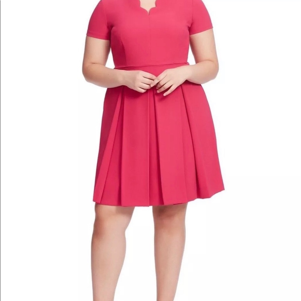 Tahari Crepe Fit and Flare Dress Pink, 16W